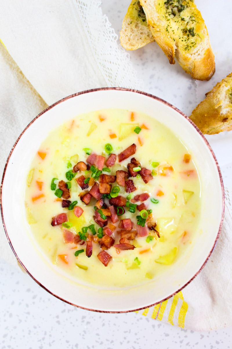 If you find yourself at home with little to no products in your pantry and still wonder what to cook - look no further, this Creamy Potato Soup will save your day!