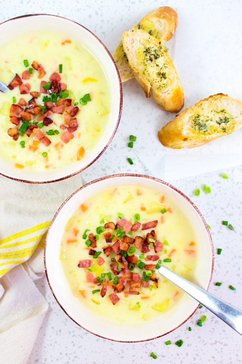 If you find yourself at home with little to no products in your pantry and still wonder what to cook - look no further, this Creamy Potato Soup will save your day!