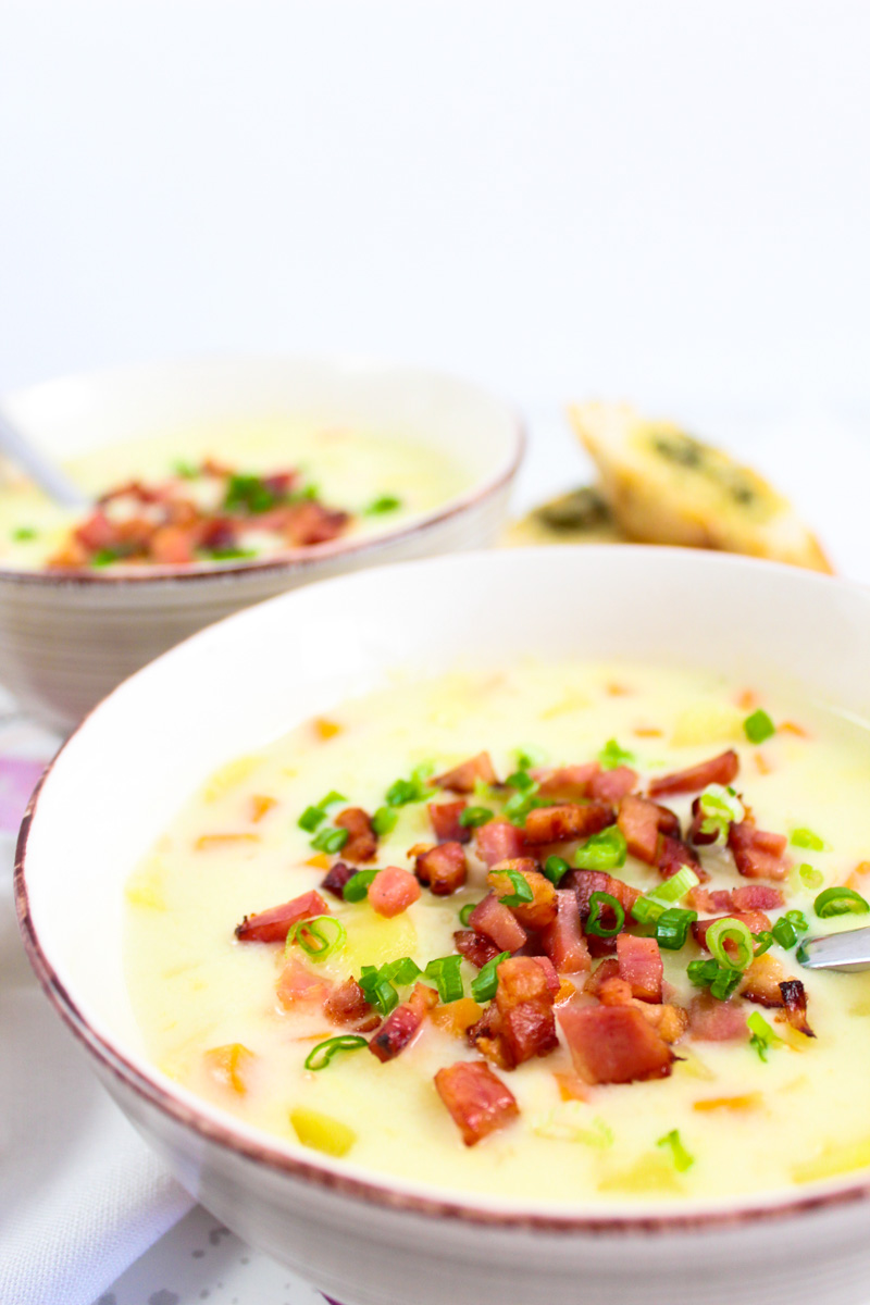 If you find yourself at home with little to no products in your pantry and still wonder what to cook - look no further, this Creamy Potato Soup will save your day!