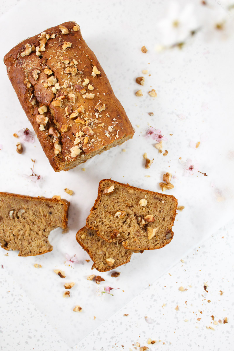 This Banana Walnut Bread is super moist – it is made with brown butter, coconut sugar, and nuts! 