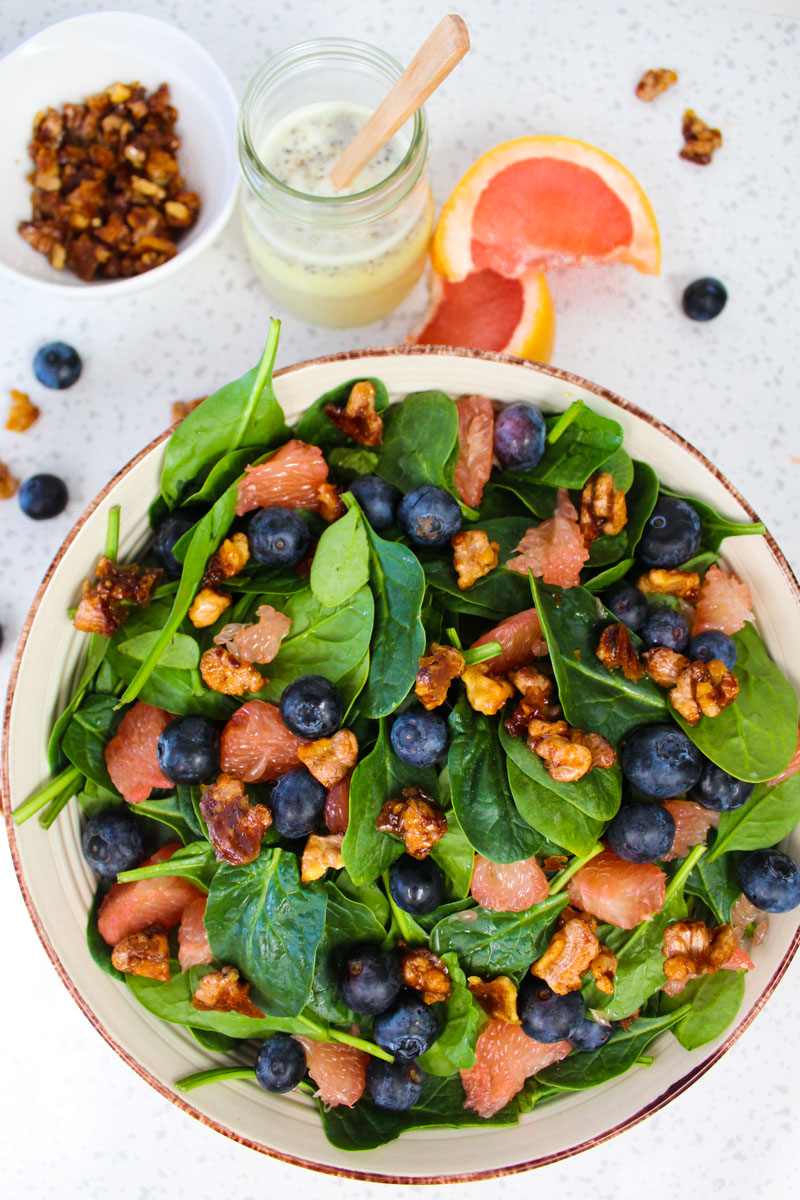 This easy Blueberry Grapefruit Spinach Salad is perfect for summer cookouts and easy family dinners.