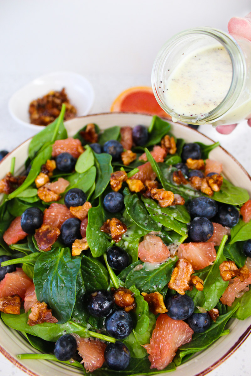 This easy Blueberry Grapefruit Spinach Salad is perfect for summer cookouts and easy family dinners.