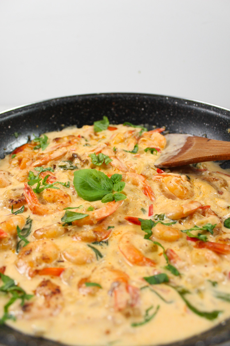 This Creamy Parmesan Basil Shrimp has all the flavors to make this meal borderline crazy and something that you cannot stop dreaming of, long after it is gone.