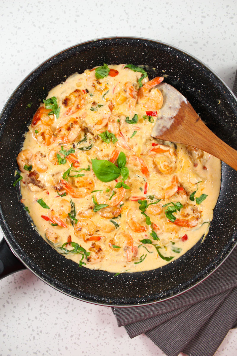 This Creamy Parmesan Basil Shrimp has all the flavors to make this meal borderline crazy and something that you cannot stop dreaming of, long after it is gone.